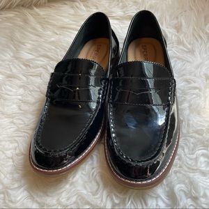 Patent Black Sperry Seaport Penny Loafers